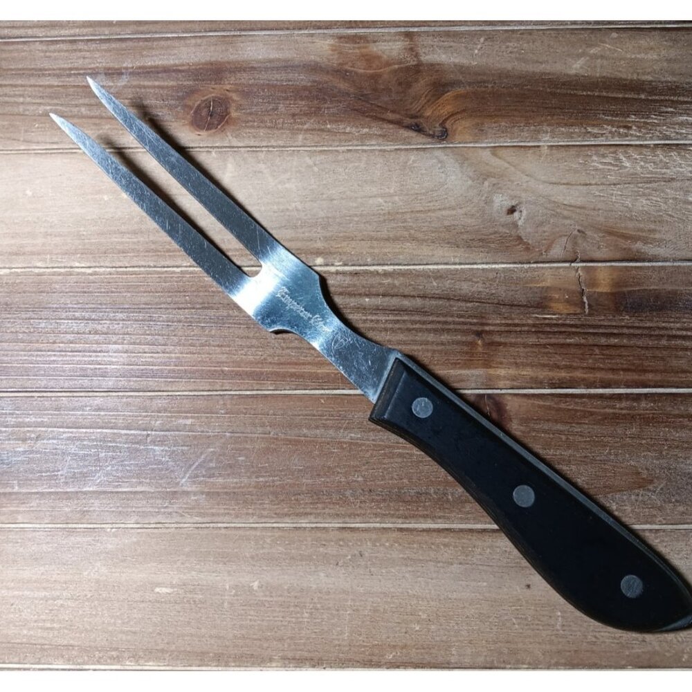 VTG Emperor Meat Fork Stainless Steel Wood Forged Handle Household Japan 11"